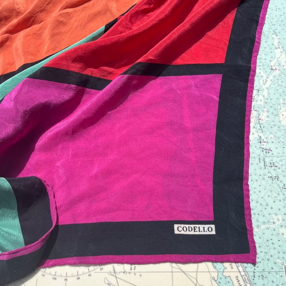 Vintage Codello Silk Colour Block Scarf - Picture 4 of 5